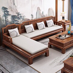 ゴールデンローズウッド新中国風無垢材ソファ冬と夏のアンティーク彫刻パイナップルチェック柄ライト高級リビングルームマホガニー家具