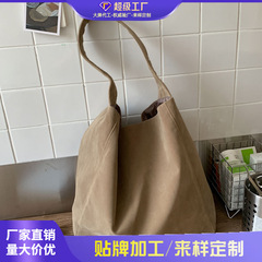 跨境豹纹布袋包女大容量2025新款秋冬季休闲单肩包质感通勤托特包