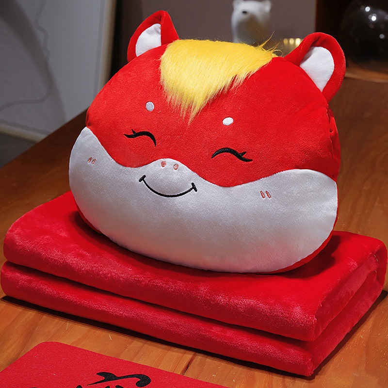 Año del Caballo auspicioso Caballo mano caliente almohada manta aire acondicionado manta mano caliente almuerzo almohada manta regalo de Año Nuevo