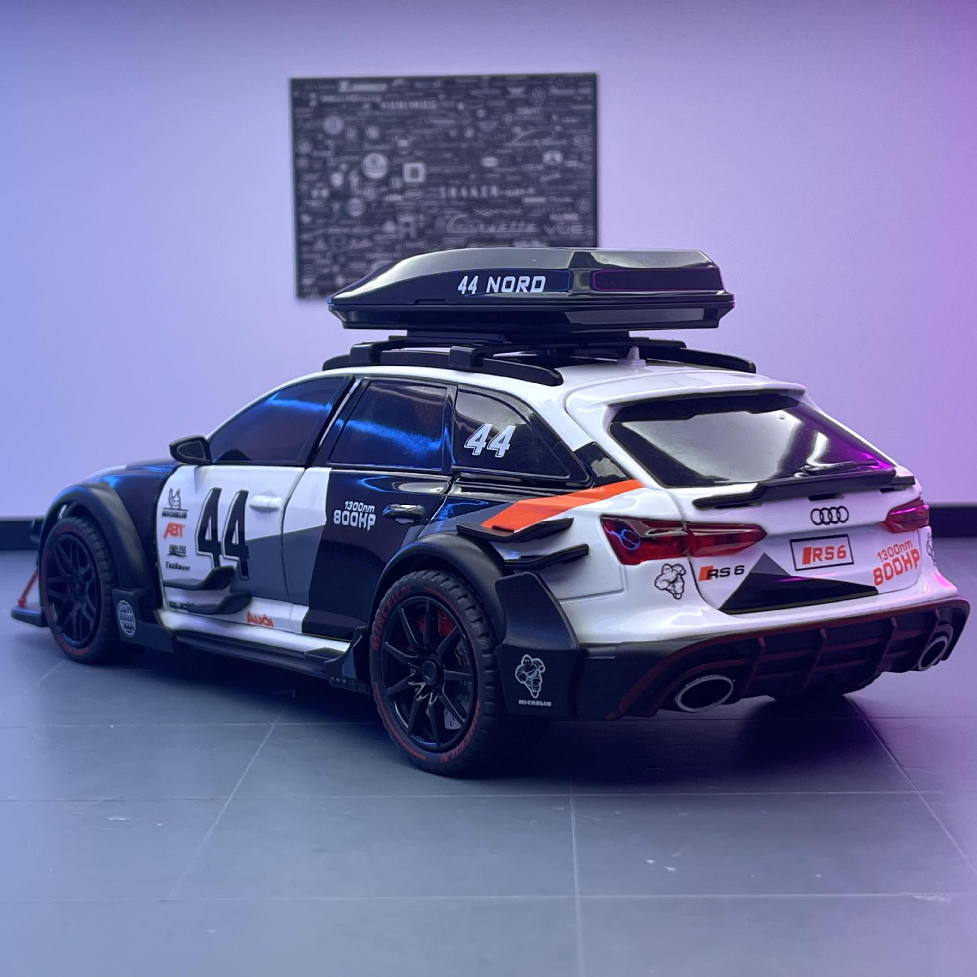 Modelo de coche de aleación 1 a 24 Audi RS6 versión modificada de retroceso con sonido y luz juguete modelo de coche regalo