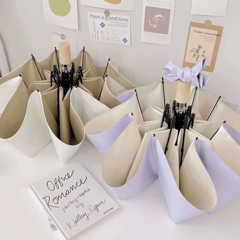 Healing Colored Sun Umbrella Women's Sun Protection UV Protection Sunny Rain Folding Umbrella Colored Glue Sunshade Customized Advertising