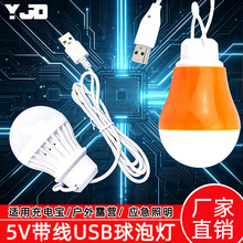 充电宝usb灯泡LED低压5v球泡灯节能应急灯5w带线小夜灯夜市地摊灯