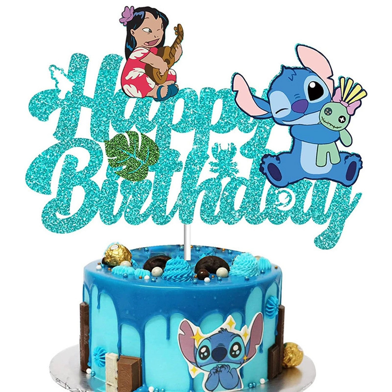 现货史迪奇蛋糕插卡索尼克闪粉HAPPY BIRTHDAY星际宝贝生日插旗插|undefined