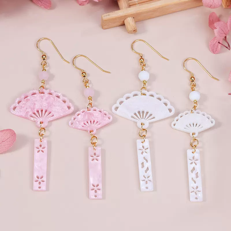 流苏气质耳环女古风扇子新中式耳钩古典汉服民族风耳环高级感耳饰