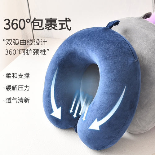 Memory foam U-shaped pillow, travel airplane pillow, neck pillow, U-shaped pillow, LOGO creative neck pillow, factory direct sale