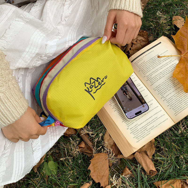Portable Contrasting Color Nylon Waterproof Cosmetic Bag, Outdoor Sports Small Shoulder Bag, Chest Bag, Couple Style Shoulder Phone Bag, Dropshipping