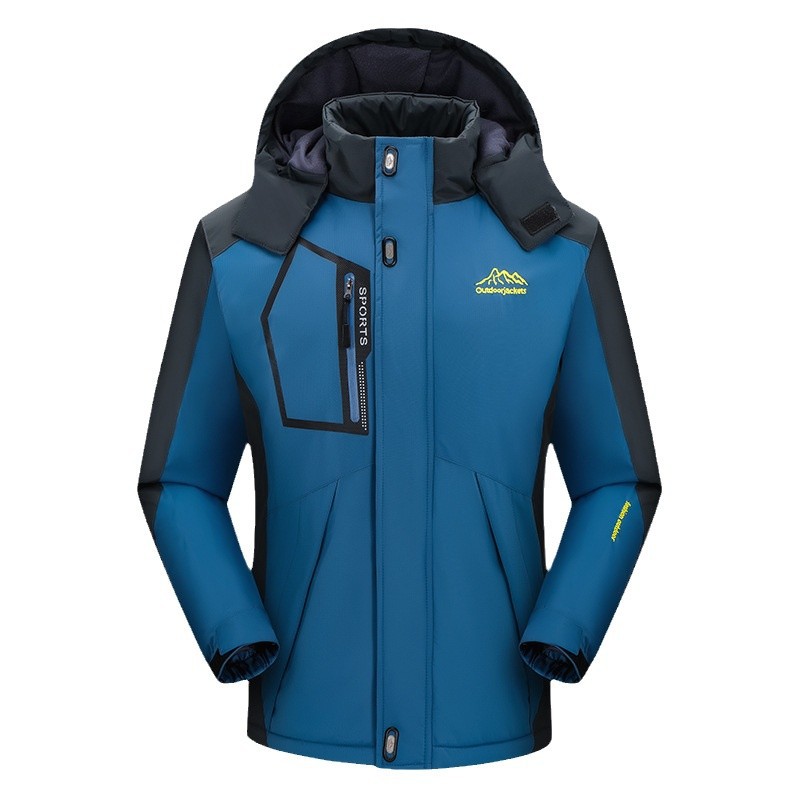 Chaqueta cortavientos deportiva de gran tamaño para hombre, impermeable, cortavientos y cálida para otoño e invierno, chaqueta holgada de forro polar para hombre.