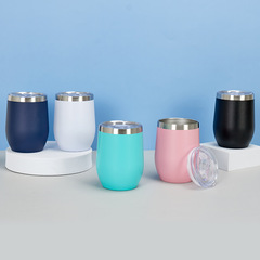 Amazon 12oz Eggshell Cup Double Wall Vacuum Stainless Steel Red Wine Glass U-shaped Cup Mini Egg Cup Logo