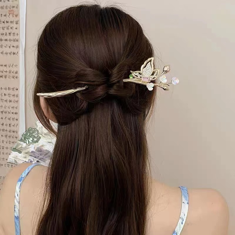 Estilo antiguo paso sacudida borla ventilador horquilla hembra de alto grado updo horquilla nuevo cheongsam chino Hanfu hairpin tocado