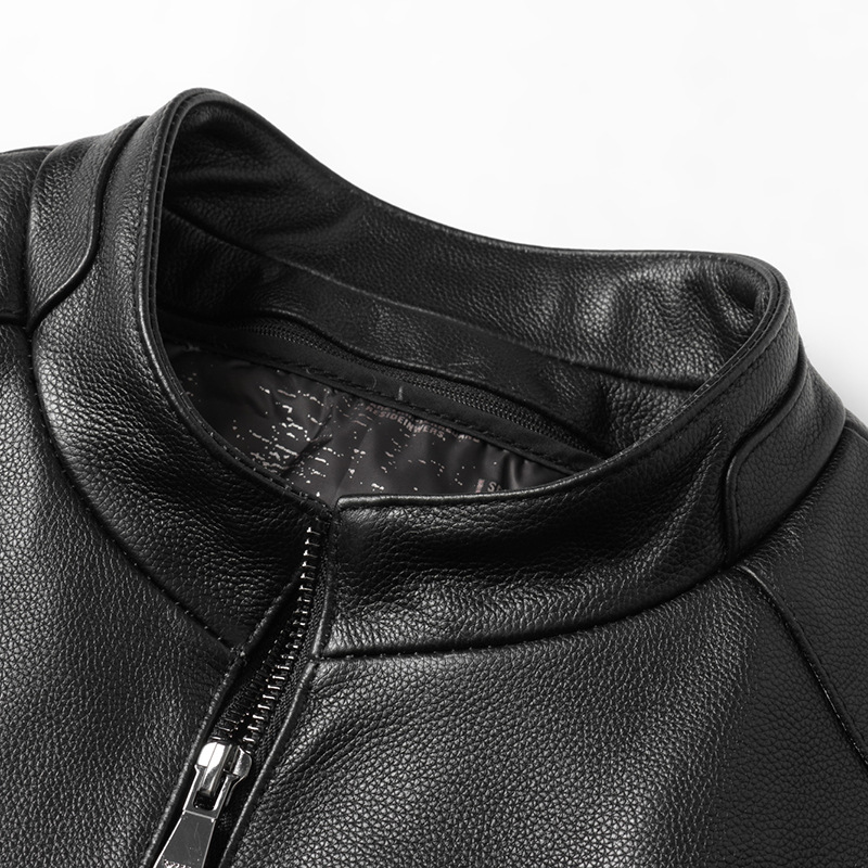 Short fitted leather keep warm down jacket, genuine leather, cowhide, increased thickness