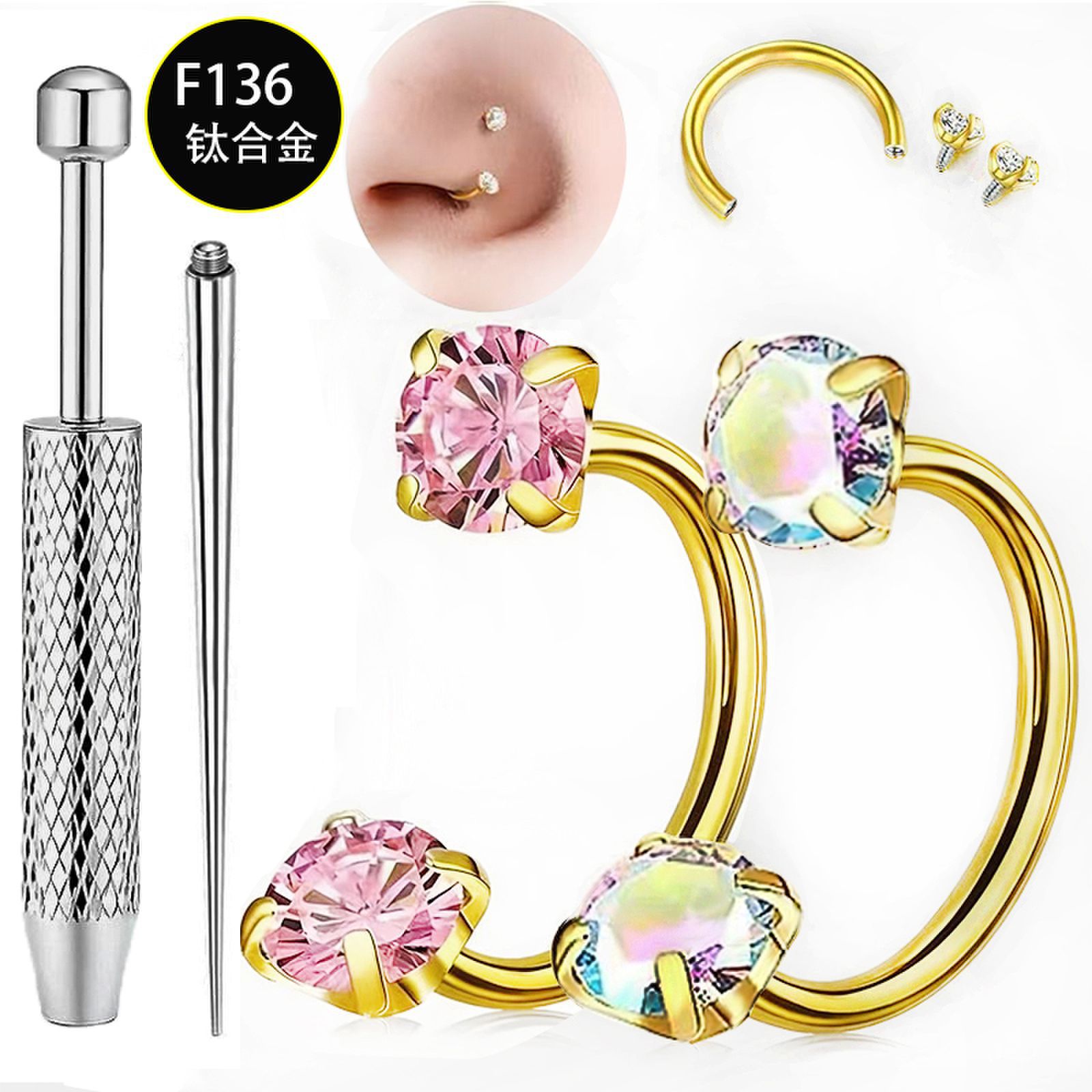 16G labret stud size and finish detail