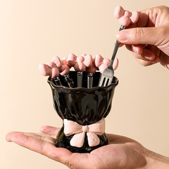高颜値蝶結び果物フォーク甘いフォーク収納缶家庭用ステンレス陶磁器小フォーク客間茶何缶
