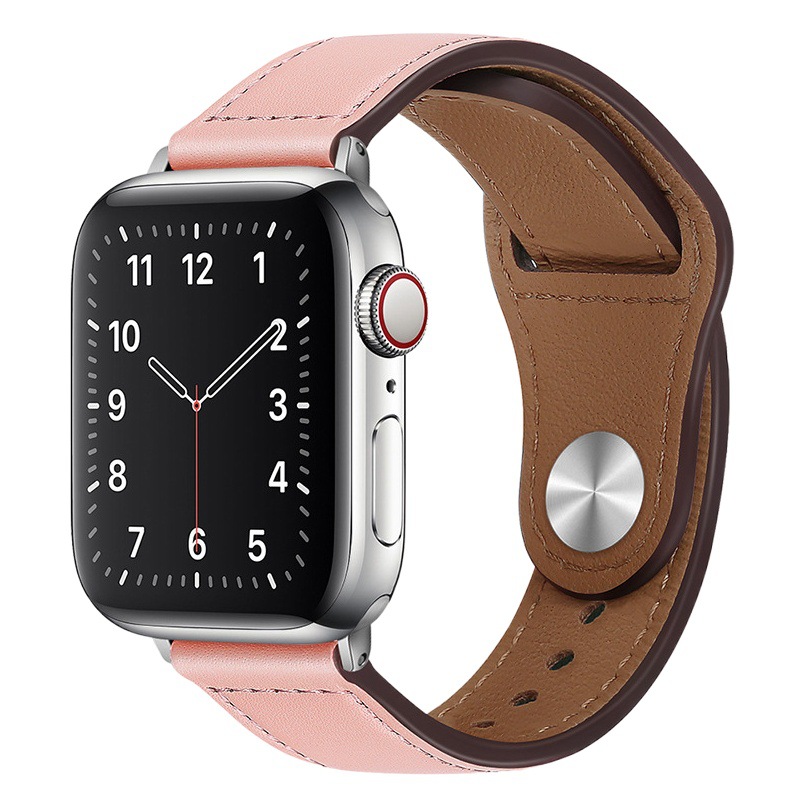 Correa de Apple aplicable Correa de cuero PU de microfibra Applewatch1-10 generación/S10 Correa de mano con hebilla oculta de un solo círculo creativo