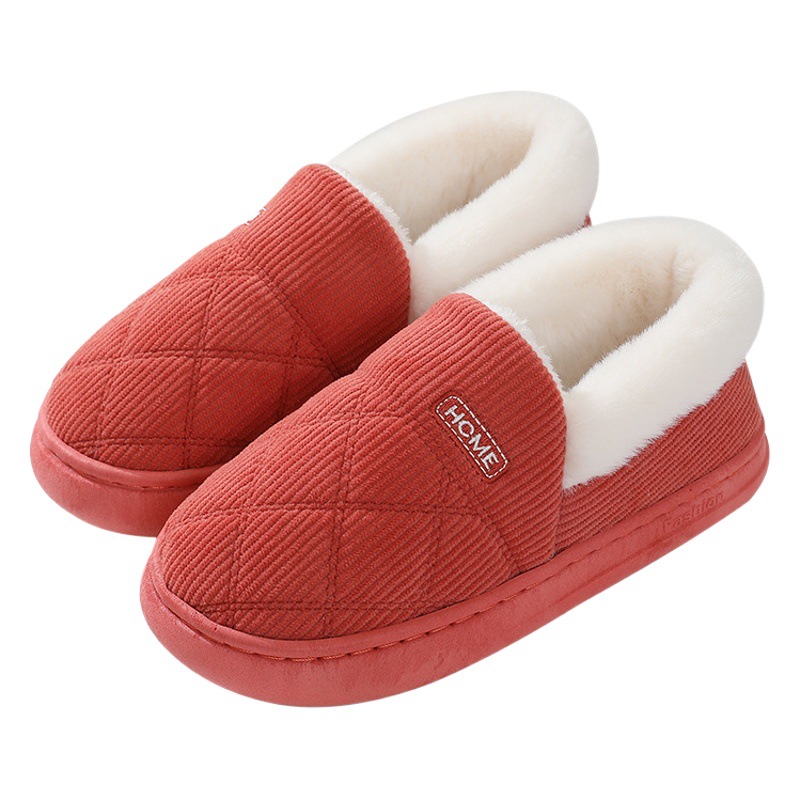 Zapatillas de algodón de meandarra gruesa para el hogar caliente antideslizante de fondo grueso para parejas de invierno y otoño zapatillas de algodón de tacones
