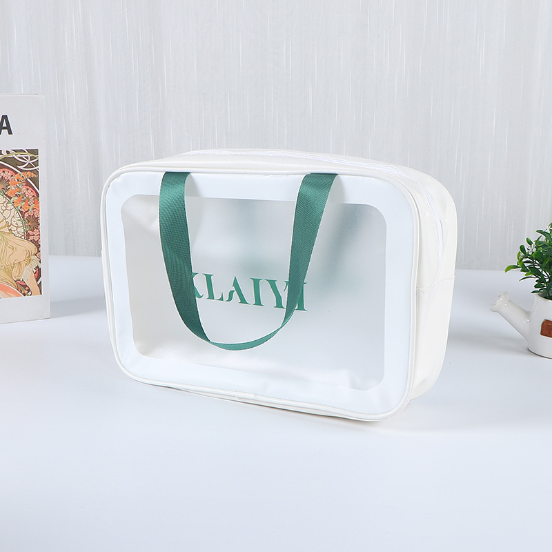 Bolsas de PVC personalizadas viajes impermeables bolsa de lavado de gran capacidad esmerizada bolsa de maquillaje transparente al por mayor