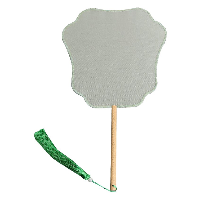 Pintado a mano estilo antiguo ventilador en blanco al por mayor pluma fina pintura a mano alzada superficie de ventilador de caligrafía mango largo ventilador redondo hecho a mano material de bricolaje