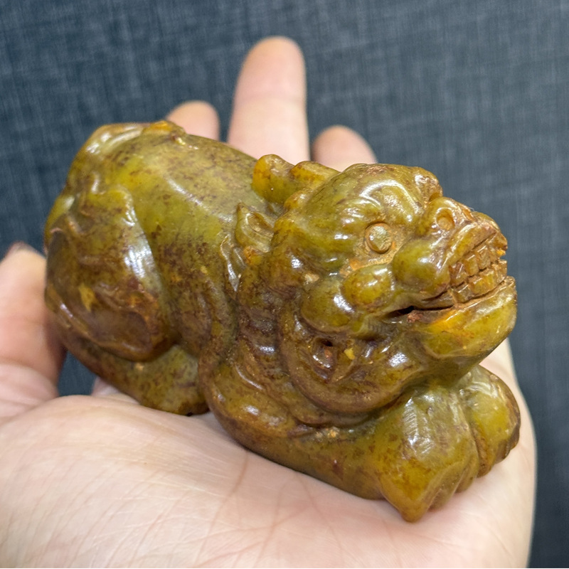 厂家批发仿古玉岫玉高古玉古玩收藏文玩做旧貔貅手把件摆件直播间