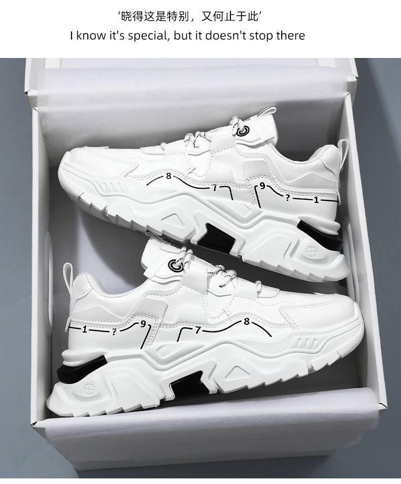 Giày sneaker nam da tổng hợp đế cao su gót thấp 1-3 cm, giày thể thao chạy bộ đế mềm tăng chiều cao — CCC10 màu trắng, CCC10 màu đen chi tiết 11