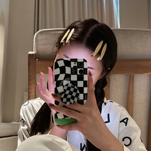 Metal brushed texture hair clip for women, high-end, one-side side clip, elegant bangs, broken hair clip, duckbill clip