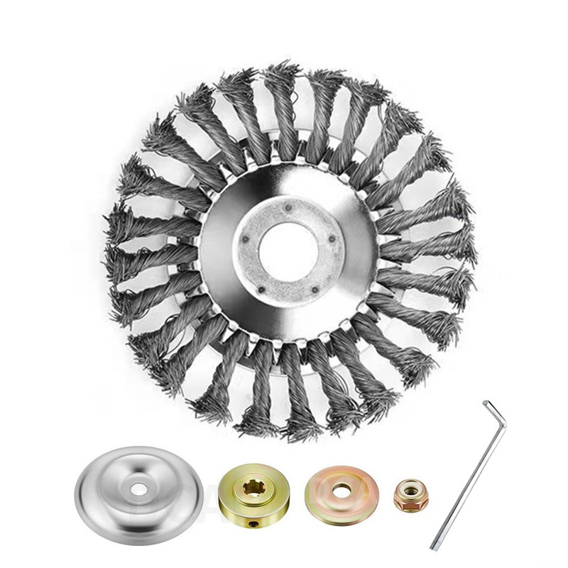 Nueve caballos de apoyo cortacésped de rueda de acero de apoyo cortacésped de acero eliminación de óxido de deshierbe placa