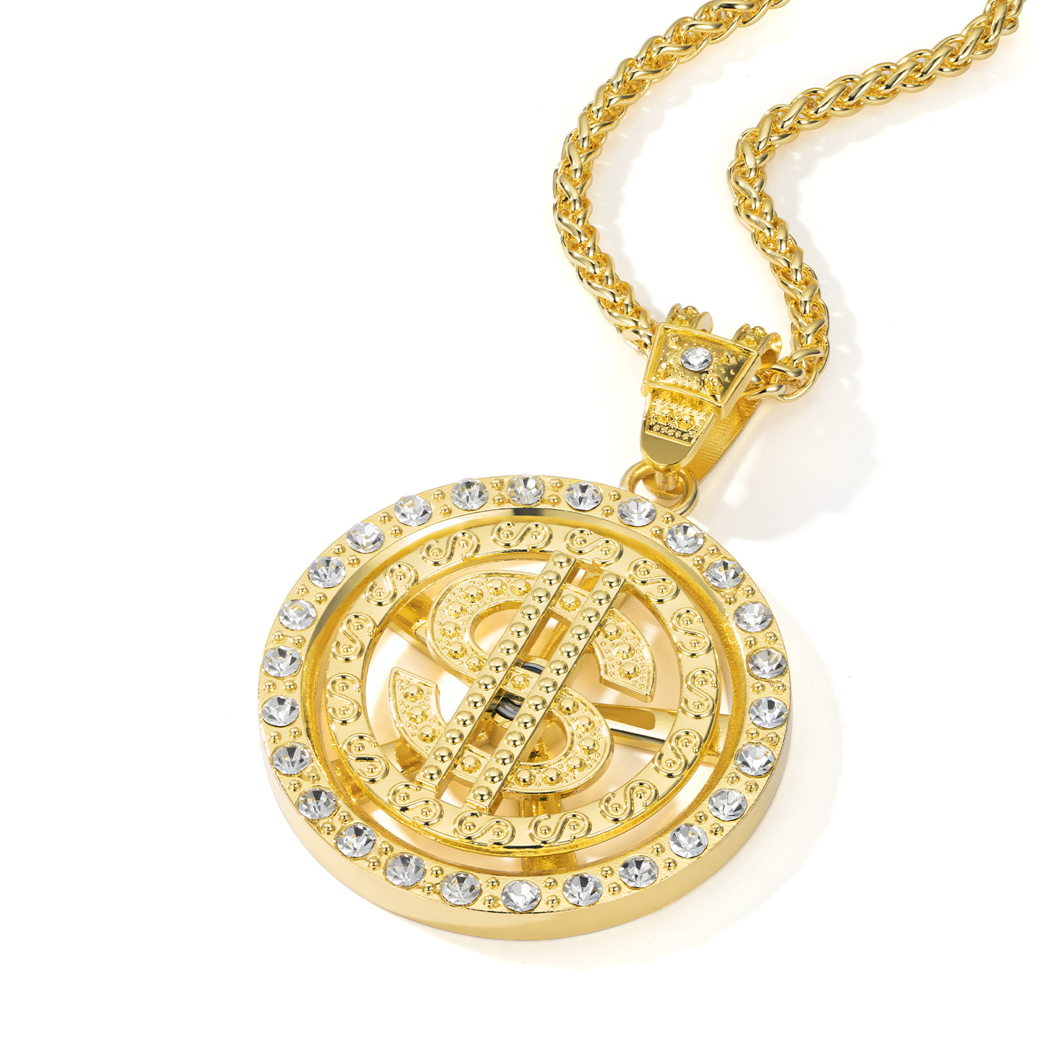Hip-Hop Dollar Iron Zinc Alloy Diamond Men's Pendant Necklace Necklace Pendant Men Pendant Necklaces display picture 2