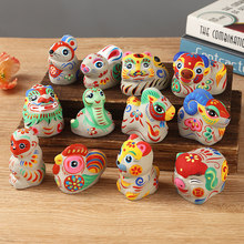 泥塑泥人彩绘十二生肖摆件纪念品非遗民俗风手工出国礼品