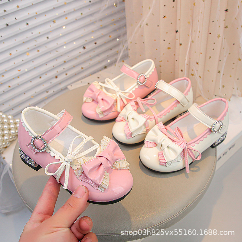 Girls Small Leather Shoes Children's Shoes Princess Shoes 2025 Spring New Arrival Little Girl White High Heels Lolita Shoes