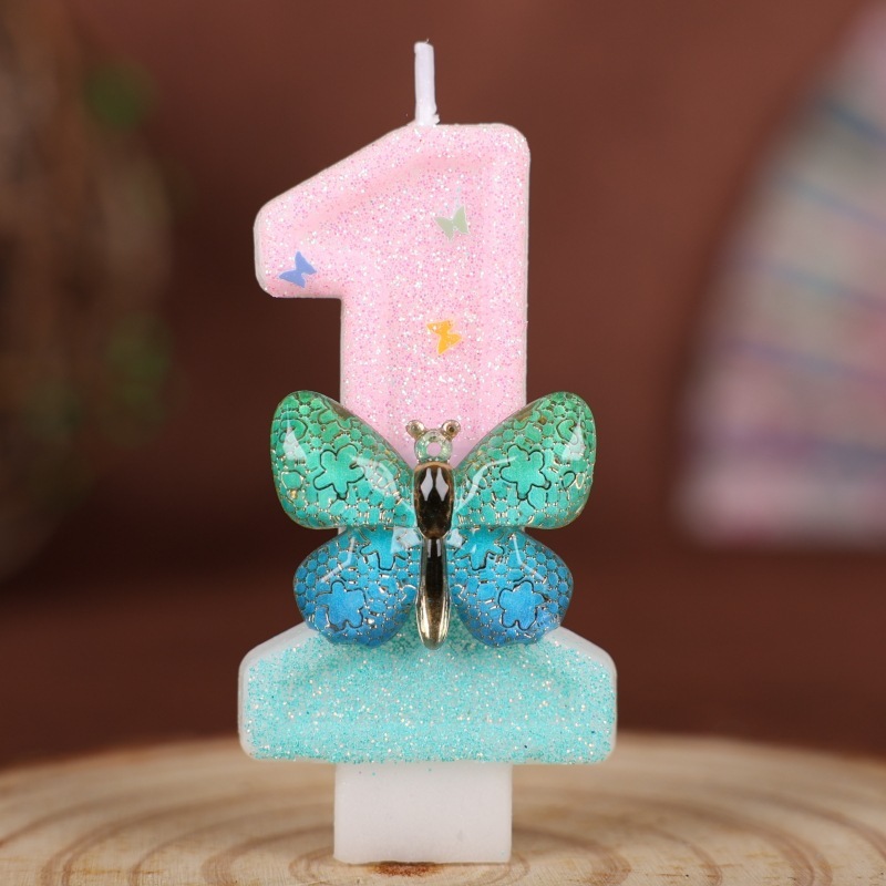 供跨境亚马逊希音蝴蝶数字生日蜡烛蛋糕派对装饰庆生手工蜡烛0-9|undefined