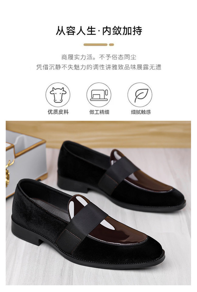 Giày da nam công sở mũi nhọn cổ thấp kiểu xỏ chân, buộc dây thanh lịch — Màu nâu, màu đen chi tiết 4