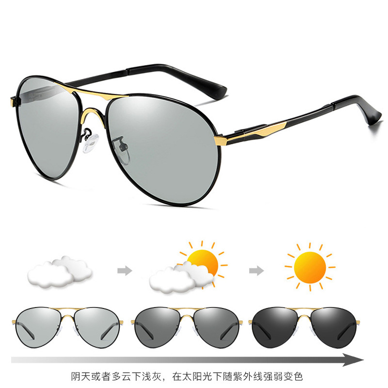 87 black gold frame color change lenses day and night (daytime prevention of sunlight and night light light light)