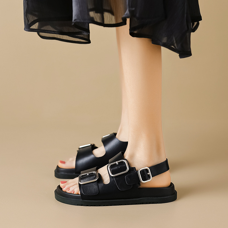 Weiwei Girl 18-1 Height-increasing Thick-soled Sandals for Women's Summer Outer Wear and Empty One-character Beach-based Out-of-Rome Sandals