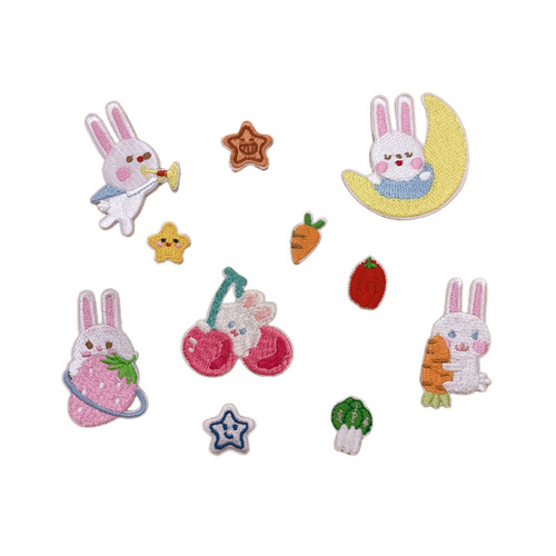 Nayang Rabbit Embroidery Cloth Patch Computer Embroidered Chapter Down Jacket Patch Bag DIY Decorative Animal Patch Self-Adhesive