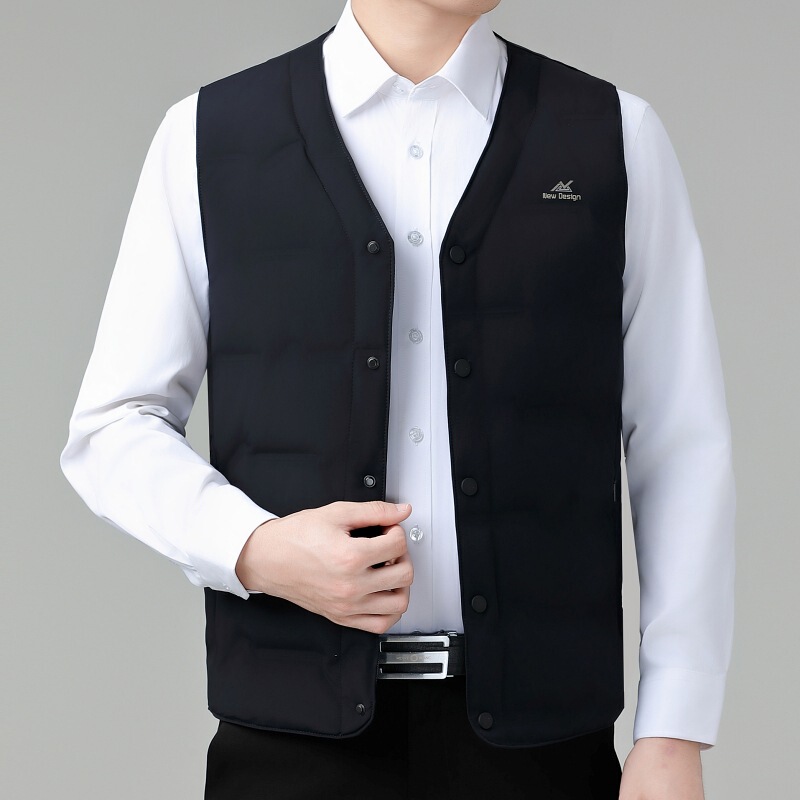 New Winter down Vest Men's Warm Vest Middle-Aged Dad Wears Thin Vest down Jacket Liner