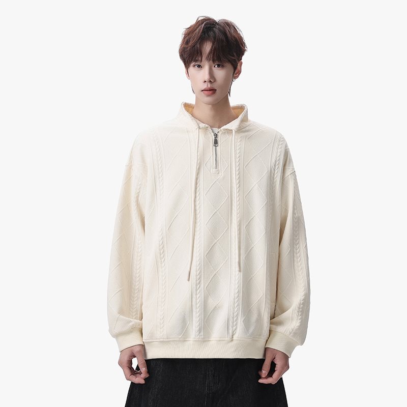 2026 New Sweater Men's Spring And Autumn Teen Heavy Half Zipper Jacket American Trendy Brand With Bottoming Shirt_voghion.com