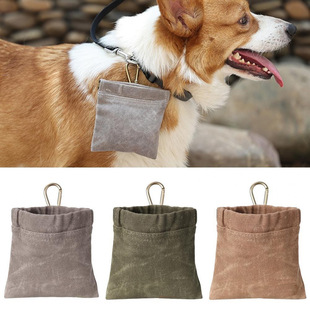 Waterproof canvas outdoor dog walking pet snack bag foldable dog food storage waist bag pet training snack bag