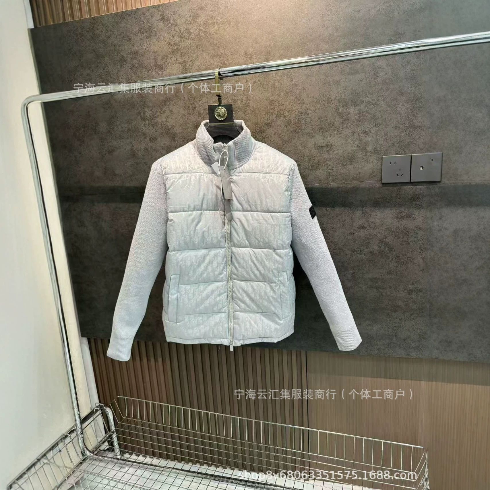 Cross-border trendy brand D's down jacket, stand collar, warm winter jacket, all-over printed waist drawstring, casual and versatile outer jacket 3