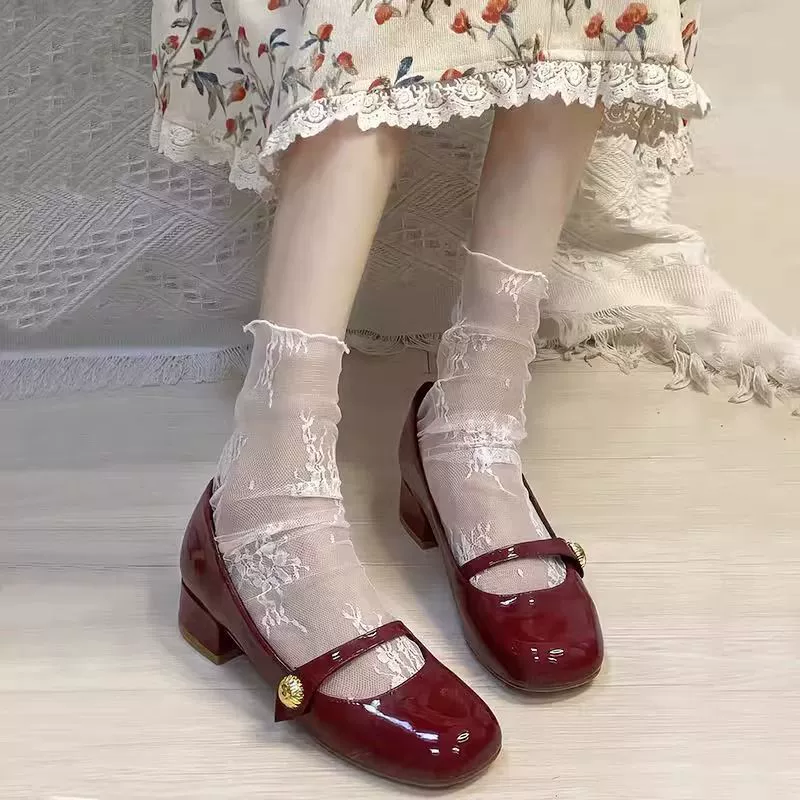 Кружевные тонкие милые японские сексуальные колготки, средняя длина