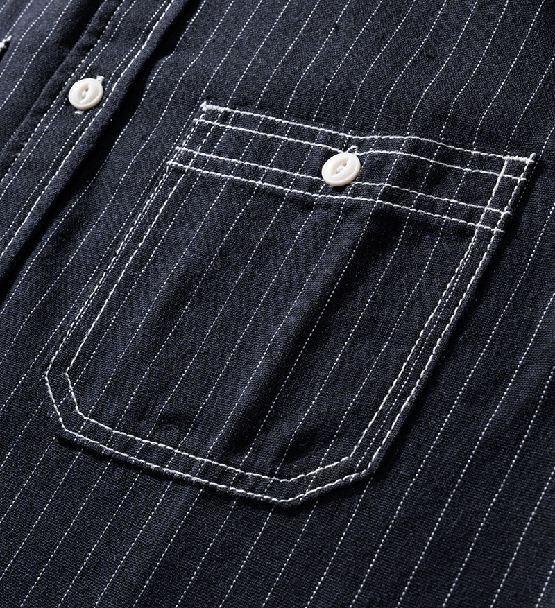 Camicia uomo stile retro americano a righe verticali_voghion.com