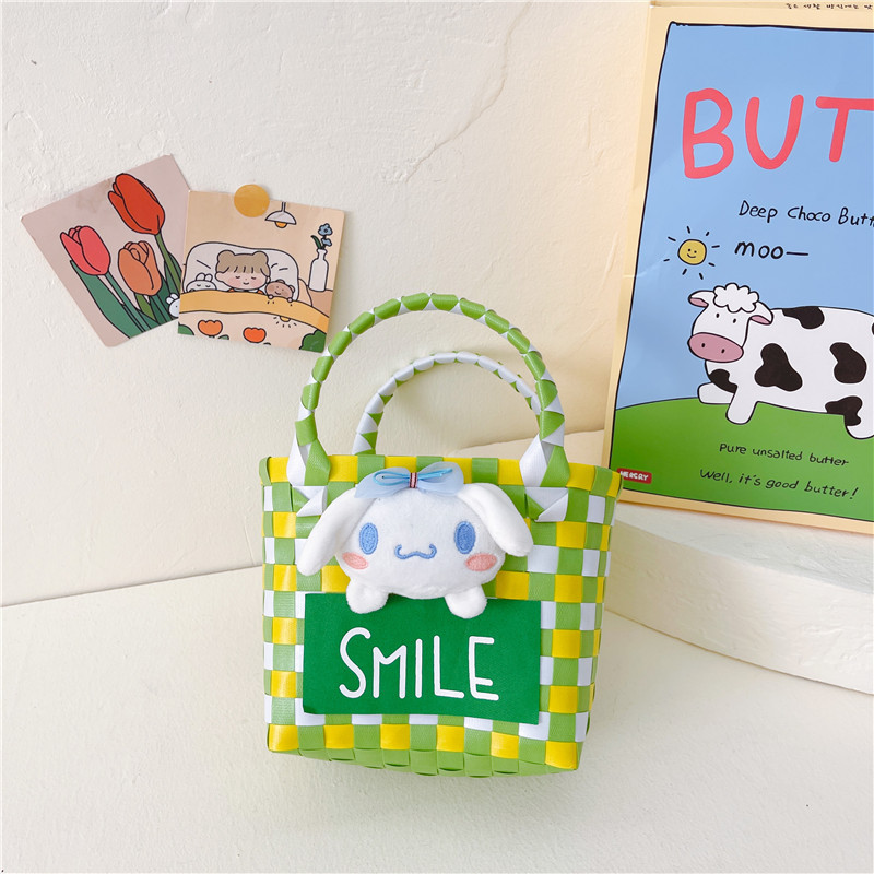 2023 Nueva Chica frito de la calle cesta de verduras bolso tejido PC bolso tejido de color portátil cesta de dibujos animados lindo bolsa de playa