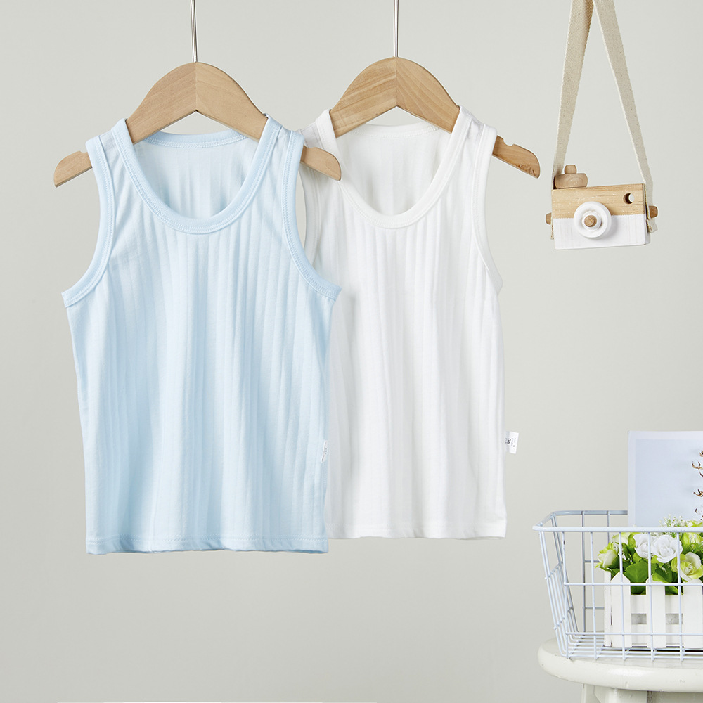 Niños camisola deshuesada sensación de frío hombres y mujeres bebé sin mangas casa que basa la camisa delgada 2 unidades al por mayor