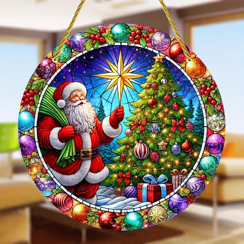 Fabricante de decoración de estilo de Navidad directa, Santa Claus, hombre de pan de jengibre y su casa de pan de jengibre decoración acrílica