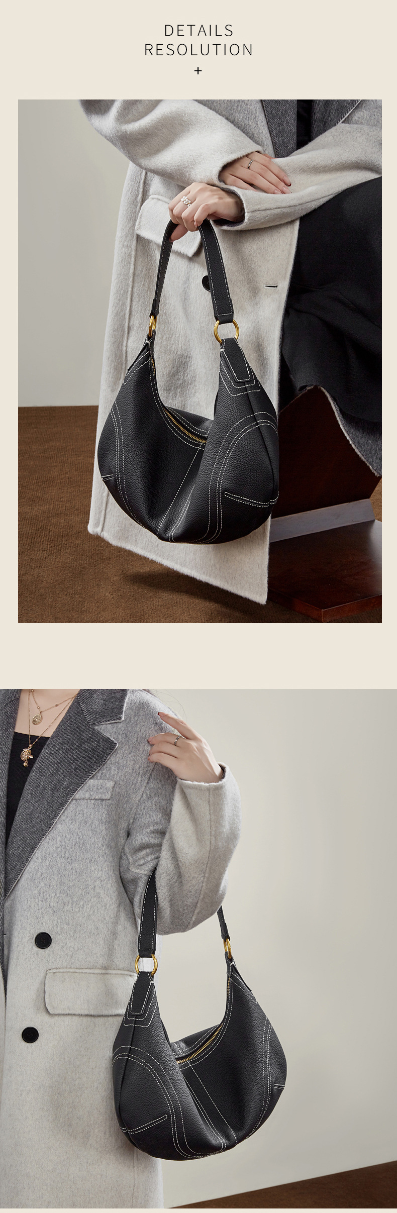 Designer Dumpling Handbag Genuine Leather Underarm Crossbody Bag_voghion.com
