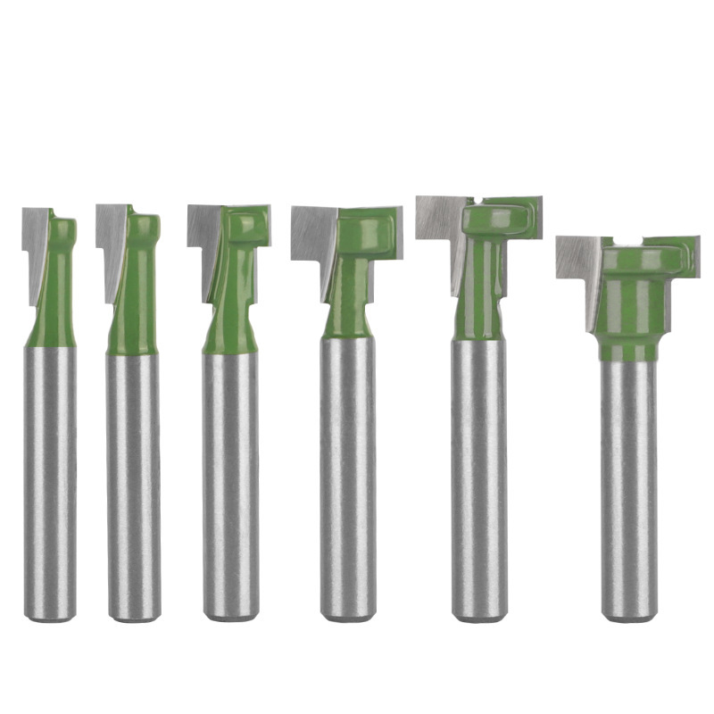 Cuchillo de ojo de cerradura verde 6 piezas para trabajar la madera cortador de fresado de doble hoja cuchillo de ranura en T marco de fotos de ojo de cerradura agujero colgante cuchillo Gong