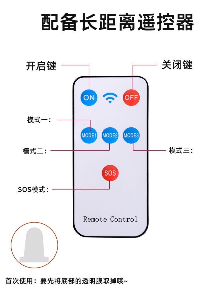 Remote-controlled solar warning flash light LED strobe car-mounted strong magnetic light night-time flashing obstacle light tower crane signal