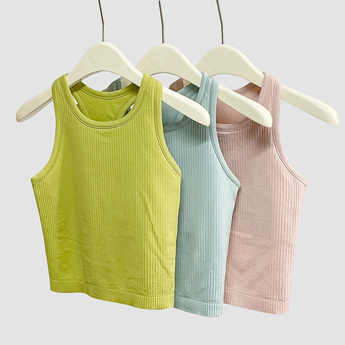 New color EBB yoga top with chest pad, breathable and quick-drying running sports l factory fitness clothing vest