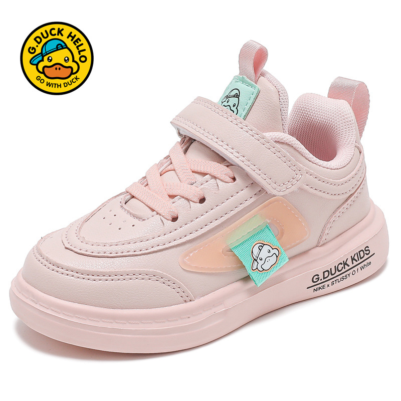 Zapatos de pato amarillo para niños otoño-invierno 2025 nuevo cuero impermeable para niños zapatos blancos ligeros antideslizantes para hombres y mujeres zapatos de skate
