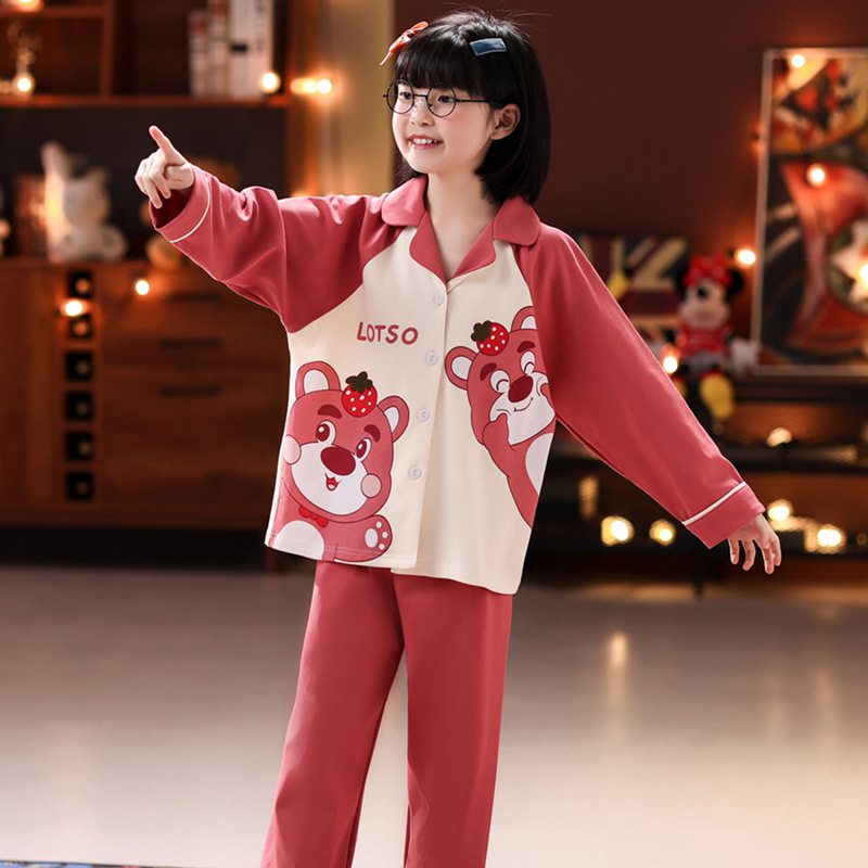 Pijamas infantiles primavera y otoño mangas largas princesa delgada bebé niños grandes niñas dibujos animados set de ropa para el hogar