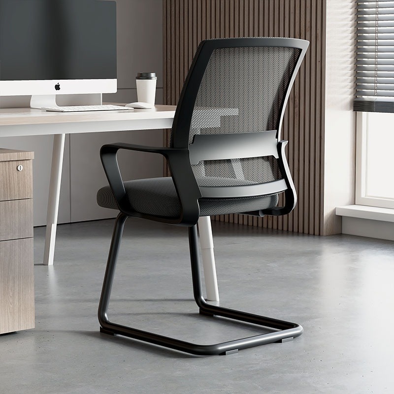 厂家批发办公职员会议椅工字椅现代简约靠背网布弓形电脑椅麻将椅
