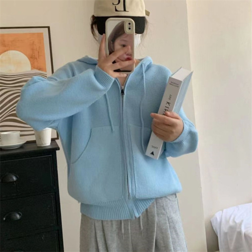 The laid-back style loose, casual and versatile sweater jacket is a new fashion hooded knitted cardigan for women in the autumn and winter of 2022 pic 20