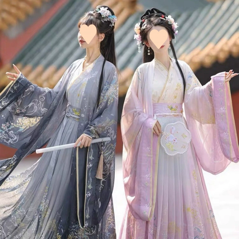 Женский костюм в стиле Вэй и Цзинь, рубашка с длинными рукавами в стиле феи, китайский стиль, комплект для повседневной носки, новинка 2025 года, вдохновленный династиями Сун и Хань.